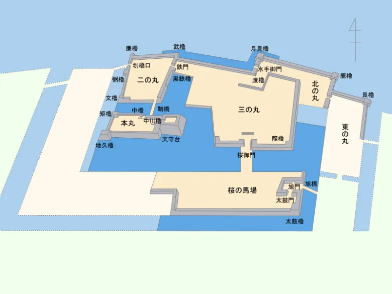 香川県高松市 高松城 縄張り図