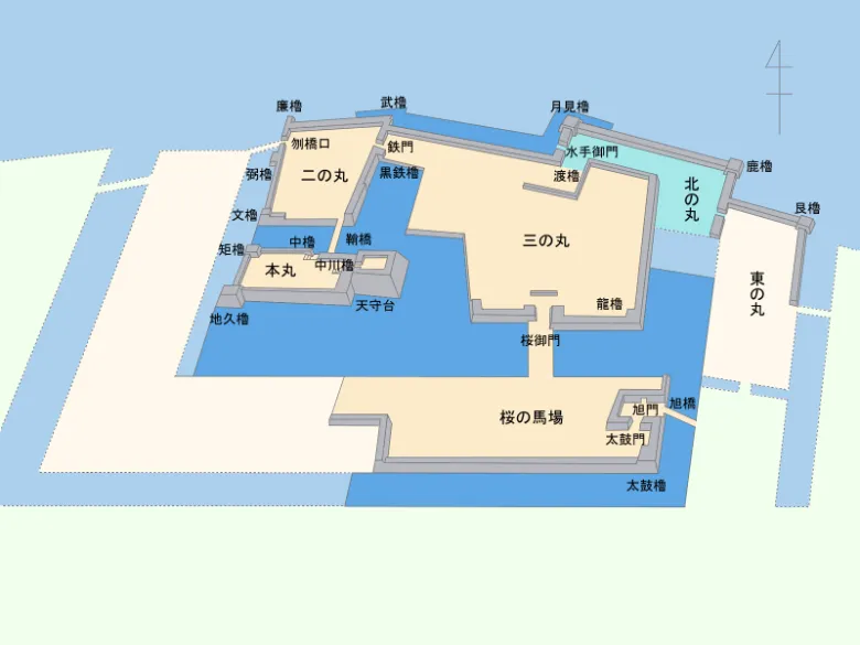 香川県高松市 高松城 縄張り図